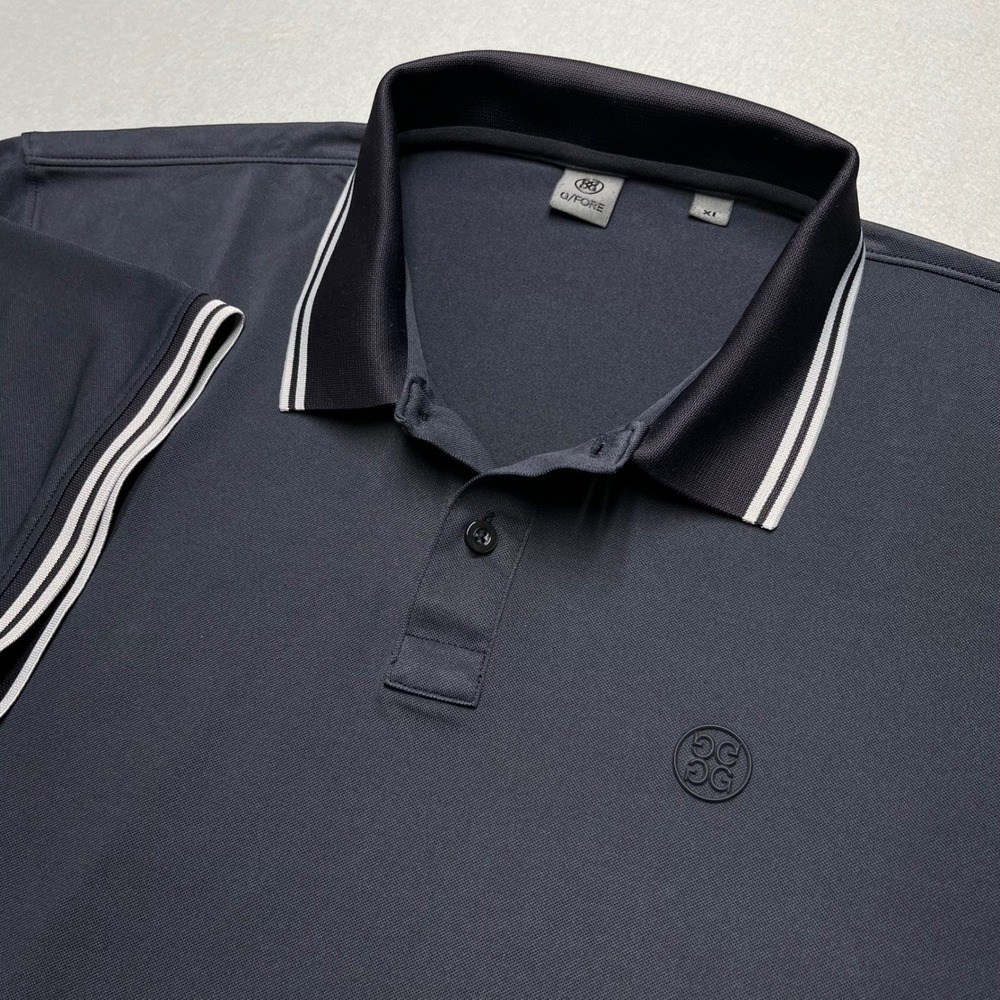 G/FORE Mens XL Navy Blue Performance Golf Polo Shirt Tipped Collar Logo 1578‎